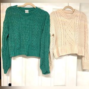 Pair of Junior cropped chenille sweaters